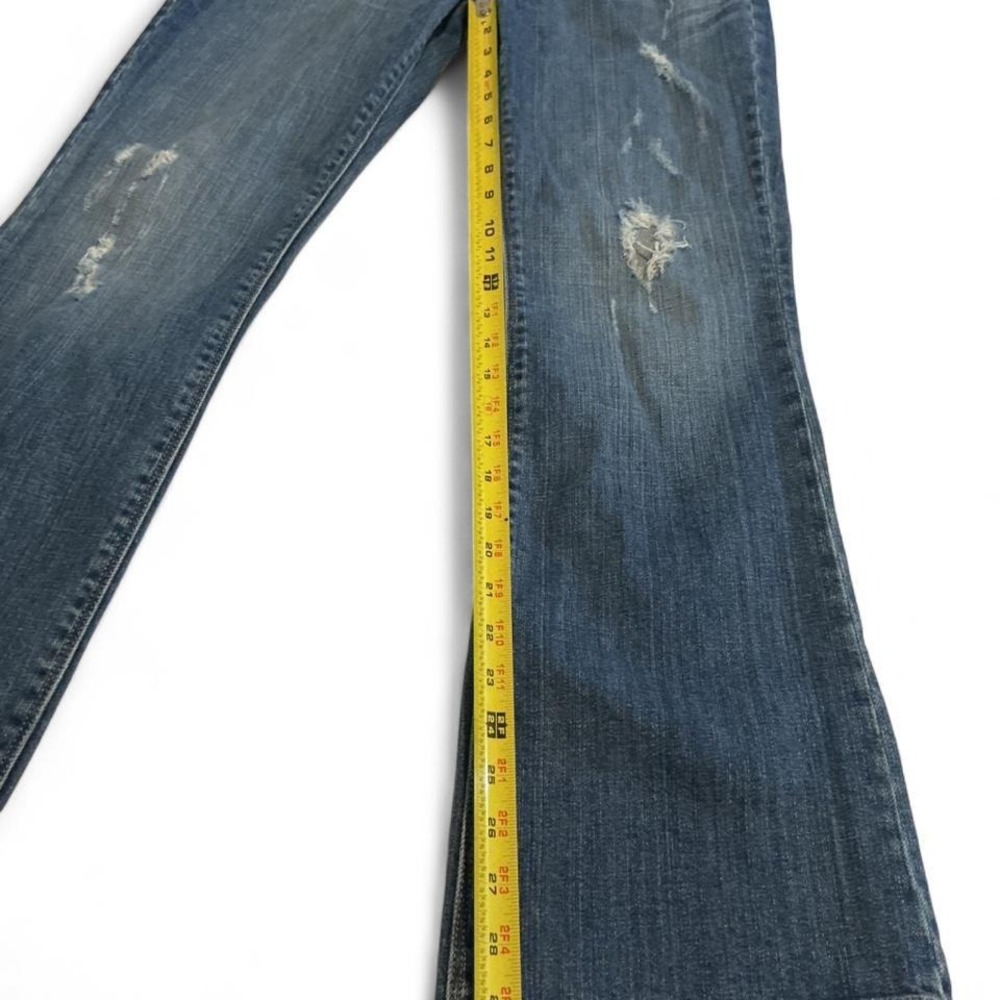 Express Flare Jeans Women 8R Blue Distressed Low Rise Y2K Denim - Picture 2 of 8
